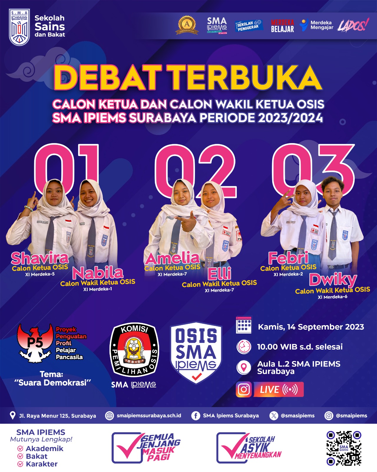 Debat Terbuka Calon Ketua Osis Sma Ipiems Surabaya